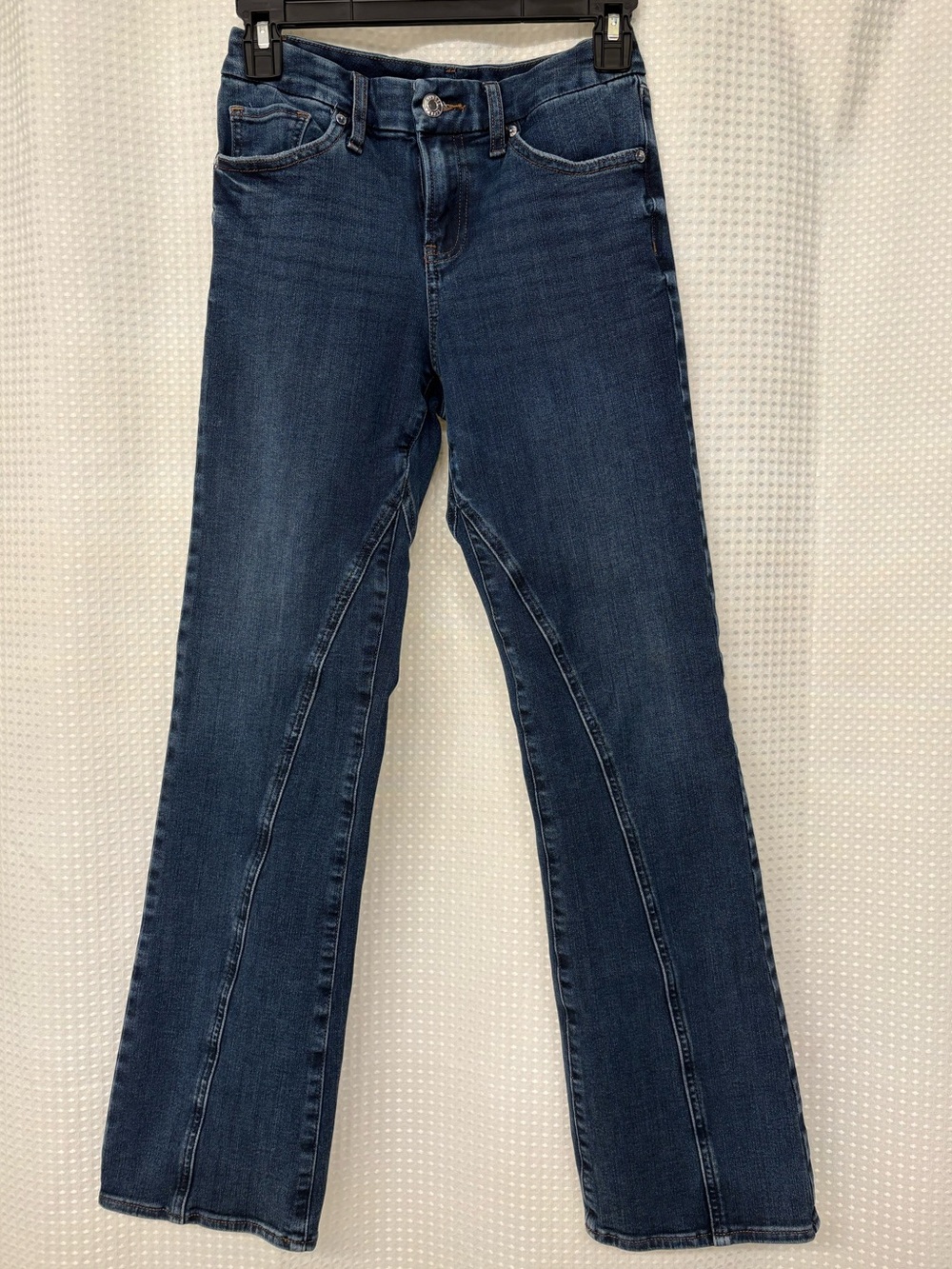 Express Skyscraper Mid Rise FlexX Bootcut Jeans 0 Short Dark Wash